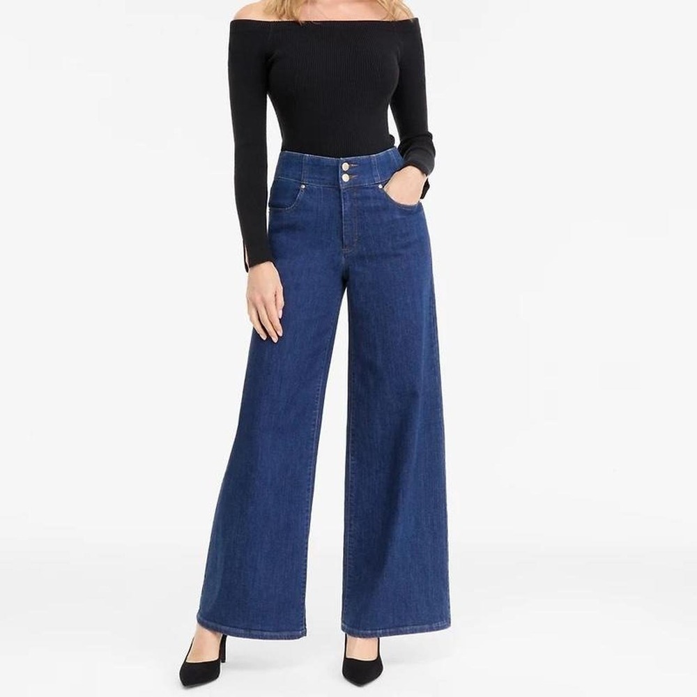 INC International Concepts Wide Leg High Rise Jeans Medium Indigo Wash 10/30 NEW - Picture 7 of 8